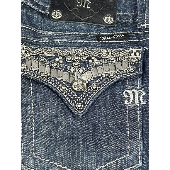 Miss Me JP4656-2L Womens 30 Bootcut Dark Wash Blue Jeans Embellished - Picture 5 of 16